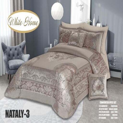 روتختی مخمل شانل white homeمدل Nataly دونفره 8 تکه رنگ بژ
